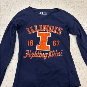Russell Athletic Navy and Orange Long Sleeve Tee